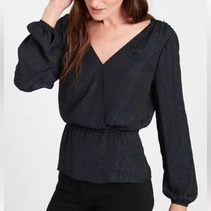 Banana Republic Snake Print Peplum Top, Size Small, Midnight Blue-NWT $84.50